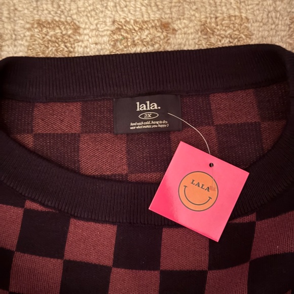 Dressed in Lala - Cropped Sweater and Pants - Checkered Knit Set - Plus Size 2x - Picture 4 of 6